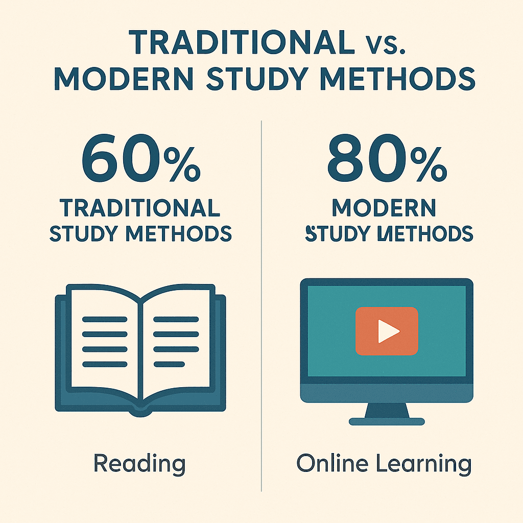 Comparison of traditional vs. modern study methods
