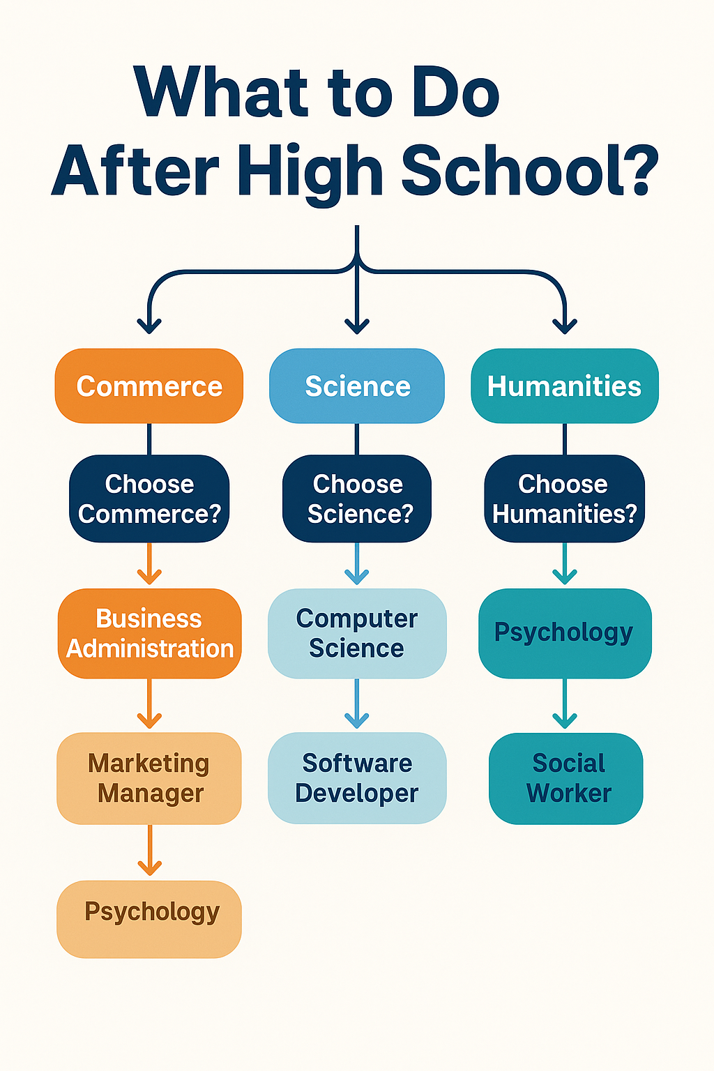 A decision flowchart titled “What to Do After High School?