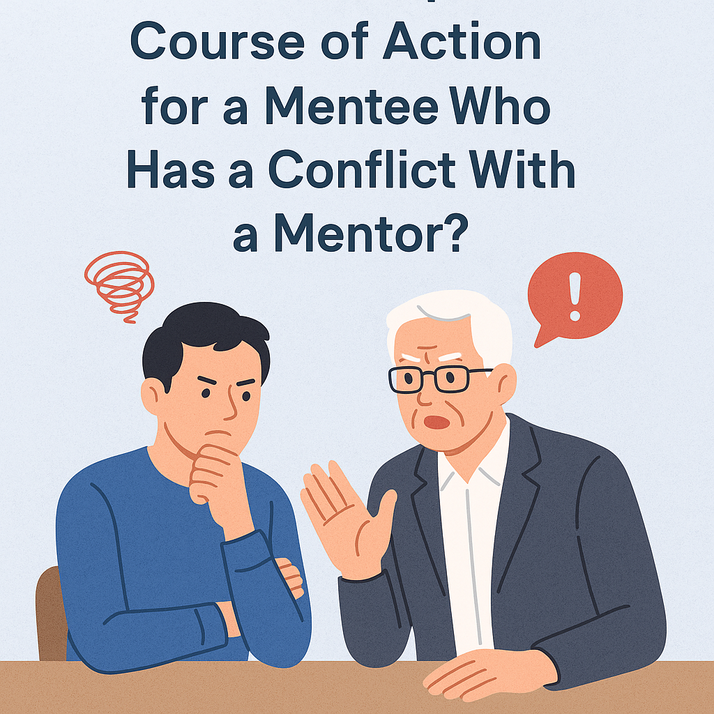 what is the most appropriate course of action for a mentee who has a conflict with a mentor?