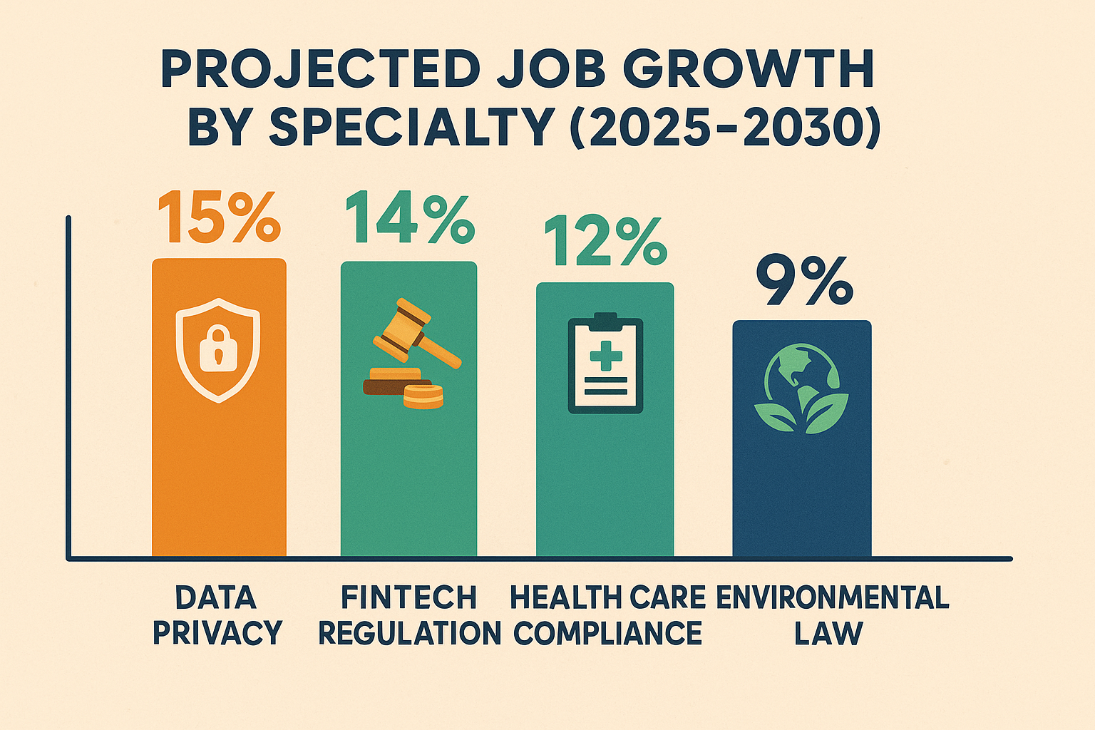 Projected Job Growth By Legal Specialty (2025–2030)