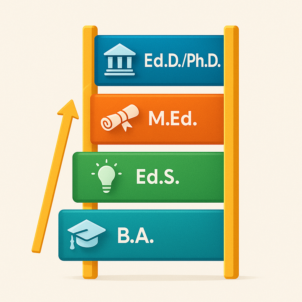 → BA → M.Ed. → Ed.S. → Ed.D./Ph.D.