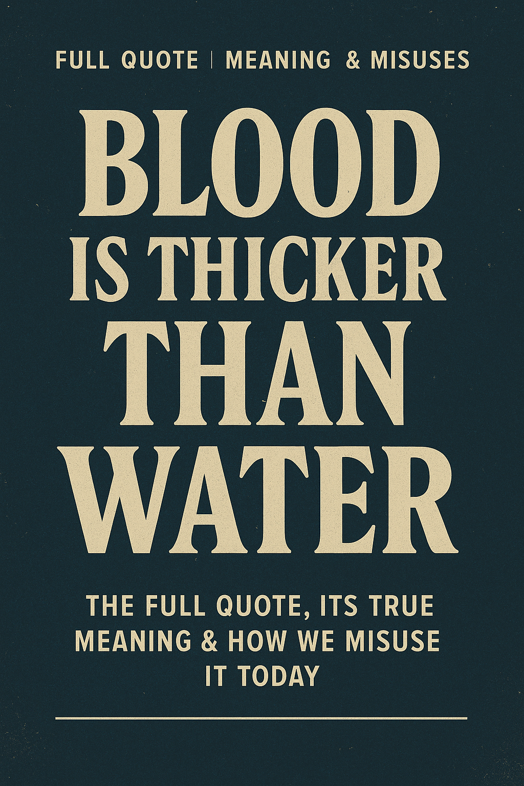 Blood Is Thicker Than Water